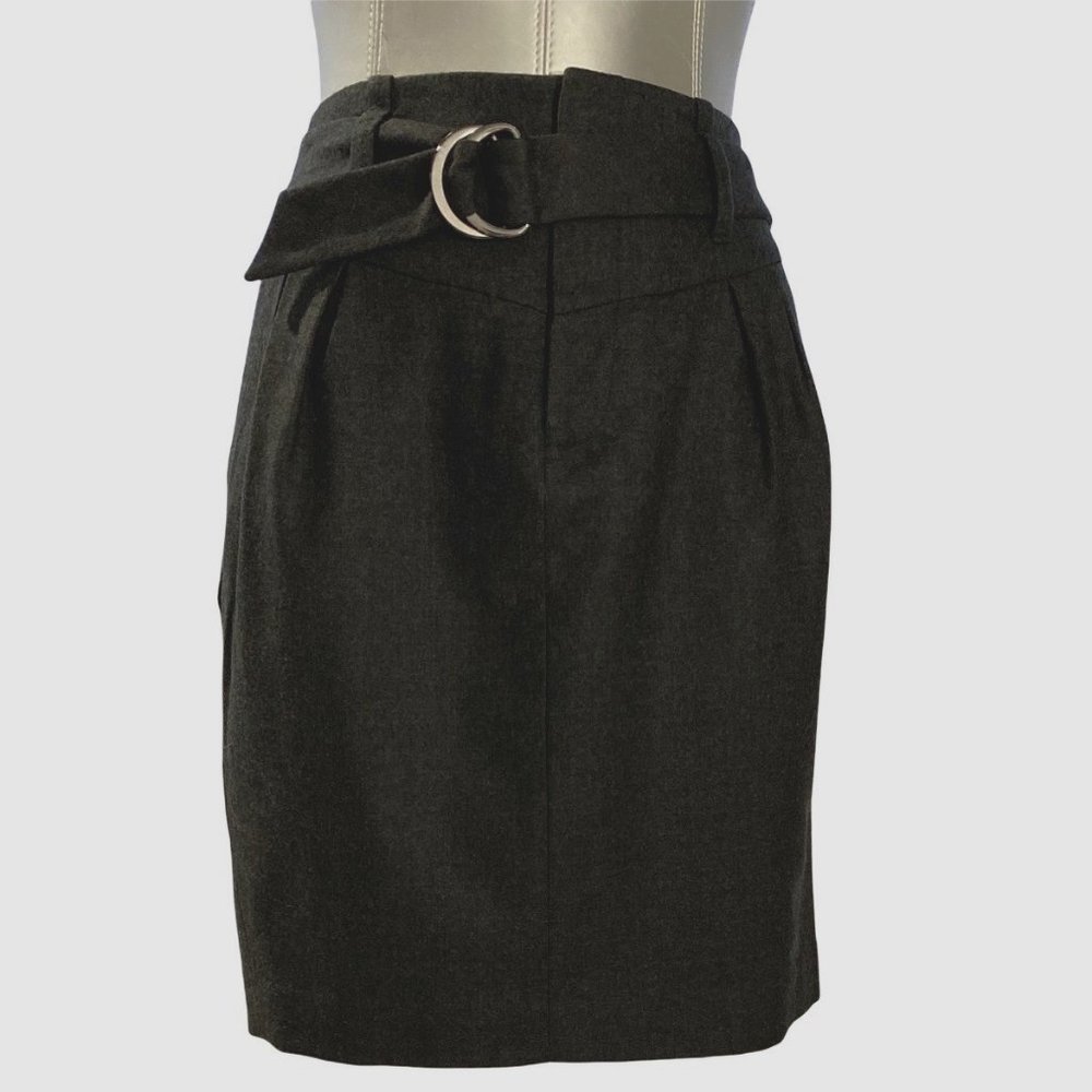 Banana Republic 2‎ Pencil Skirt Charcoal Gray Belt Soft Velvet Wool Blend Pretty